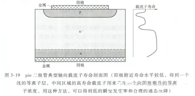 圖2 pin二極管典型軸向載流子壽命剖面圖