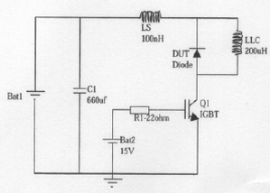 圖4  測試二扱管開關(guān)性能的電感負載測試電路