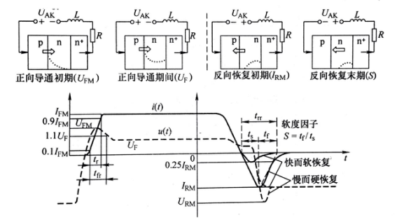 圖1 功率二極管中的載流子濃度分布與其特性參數之間的聯系