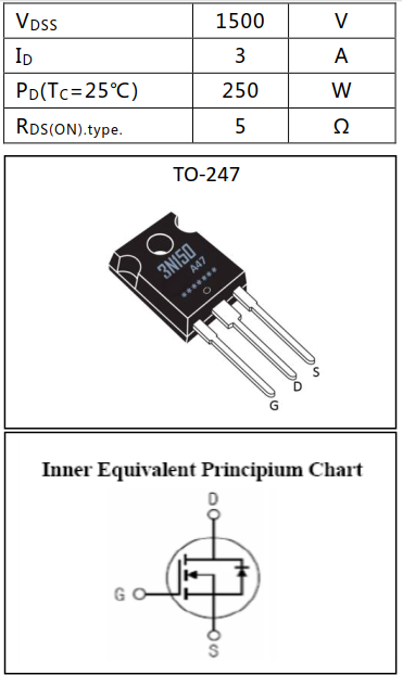 N溝道3A/1500V增強(qiáng)型MOSFET