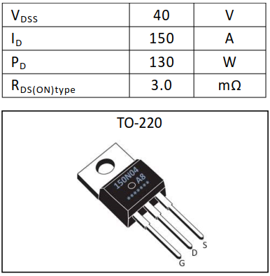 N溝道增強(qiáng)型150A/40V MOSFET