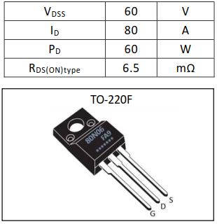 N溝道增強(qiáng)型80A/60V MOSFET