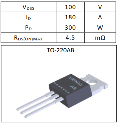 N溝道增強(qiáng)型180A/100V MOSFET