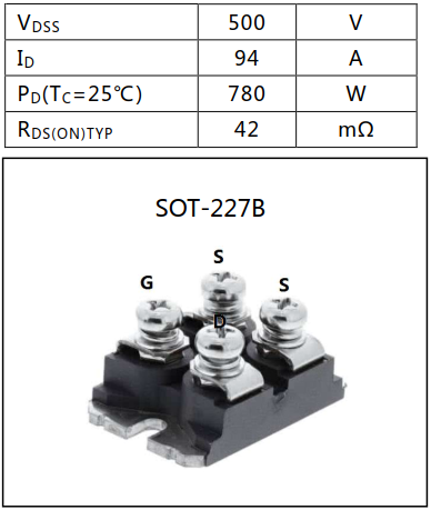 N溝道增強(qiáng)型100A/500V MOSFET