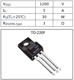 N溝道5A/1200V增強(qiáng)型MOSFET