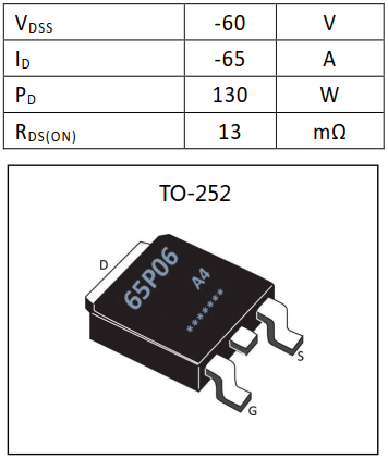 P溝道65A/60V增強(qiáng)型MOSFET