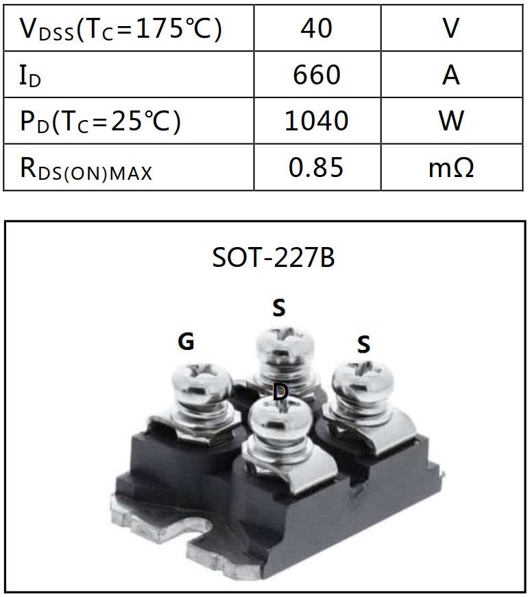 N溝道增強(qiáng)型660A/40V MOSFET